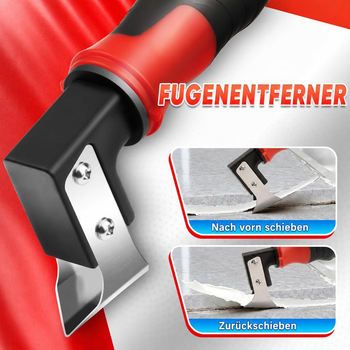 DIYSELF 4-in-1 Glasschaber-Set mit Silikonentferner und Dichtungsschaber Rot, Rot
