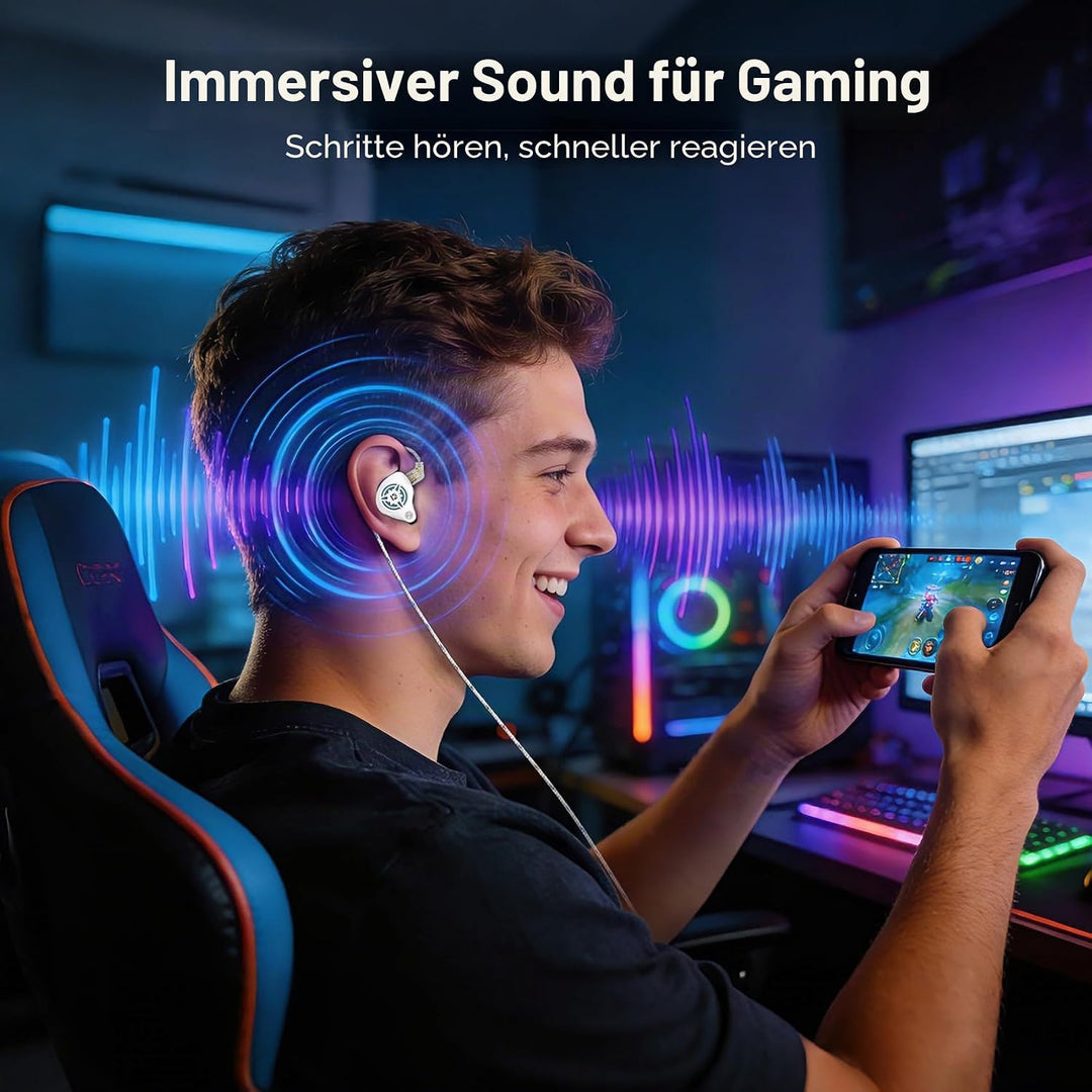 Yinyoo KBEAR BK1 USB-C Gaming-Ohrhörer mit Mikrofon, 10mm Dynamic Driver USB-C Kopfhörer für FPS-Spi