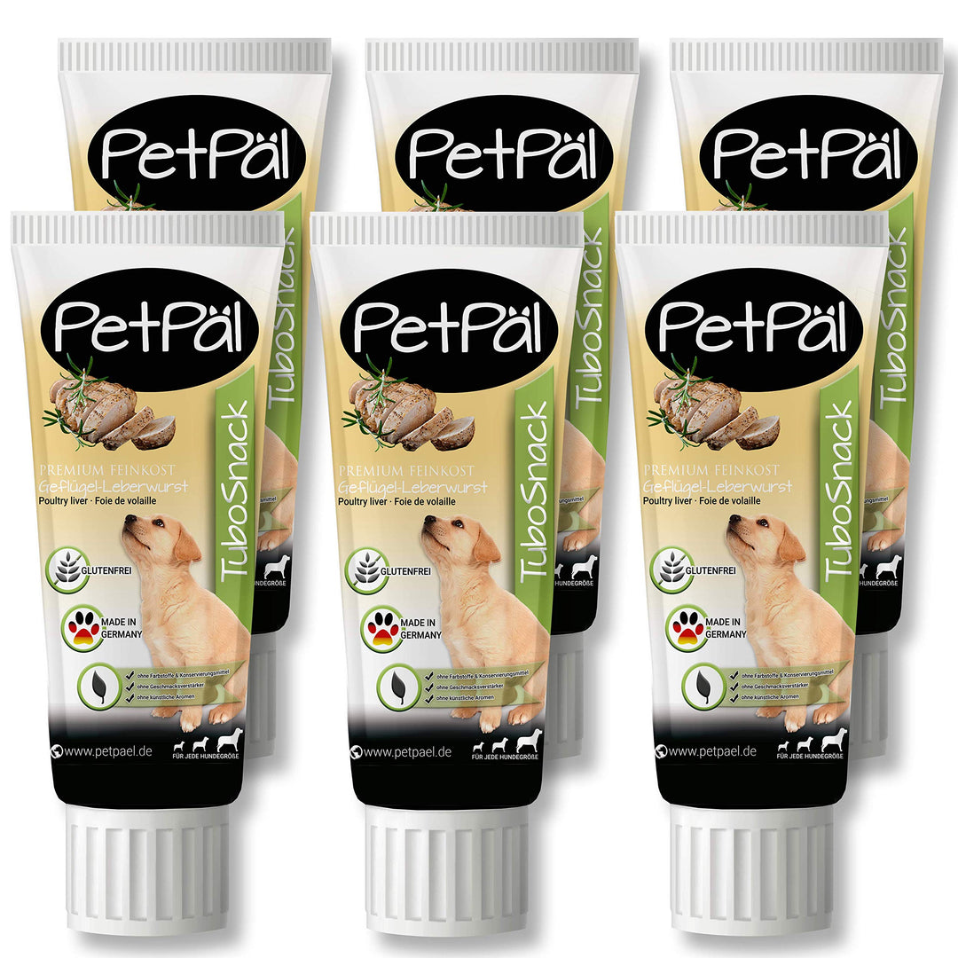 PetPäl Hunde Geflügel Leberwurst “TuboSnack“ - Ohne Getreide, Salz, Zucker - Premium Leckerli aus de
