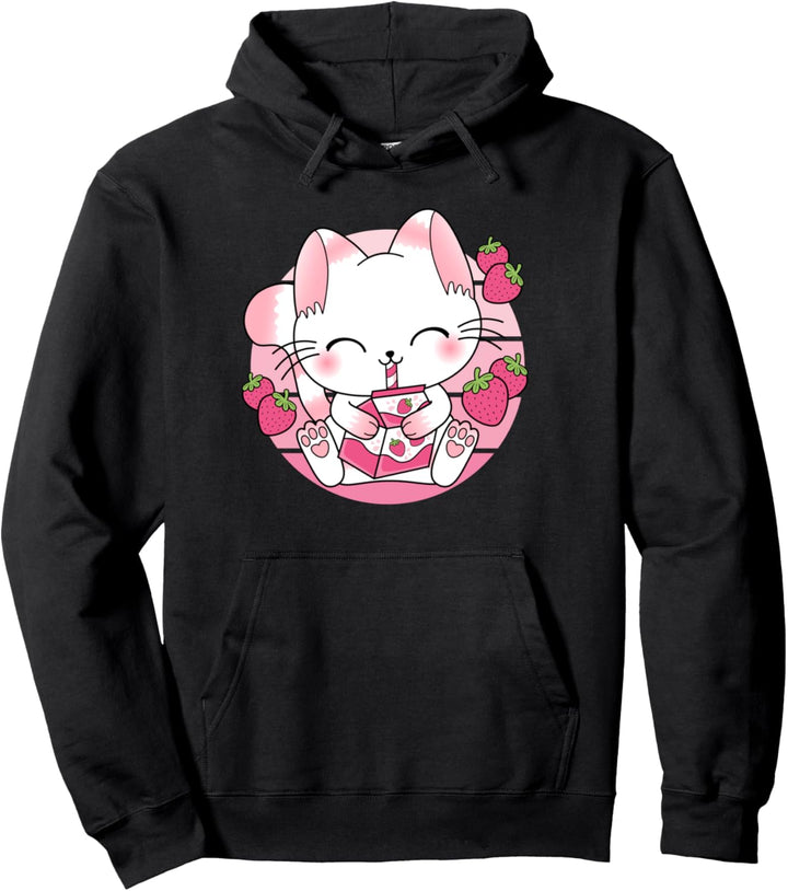 Süsse Japanische Anime Kawaii Erdbeermilch Katze Manga Otaku Pullover Hoodie
