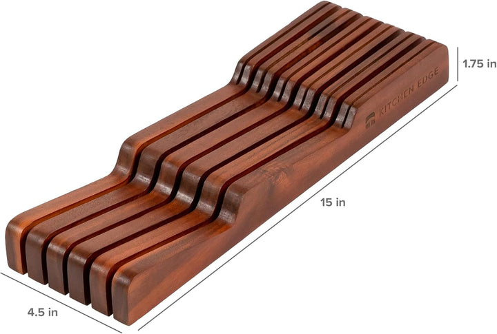 KitchenEdge Messerblock-Organizer aus Akazienholz – für 5 lange + 6 kurze Messer (nicht enthalten),