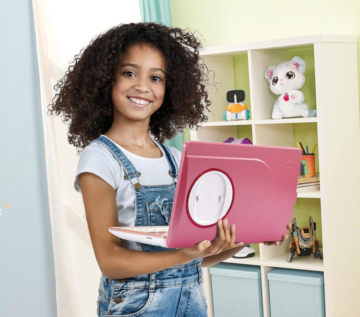 Vtech Genio Lernlaptop pink – Lerncomputer mit Internetzugang, Textprogramm und Lerninhalten zu Buch