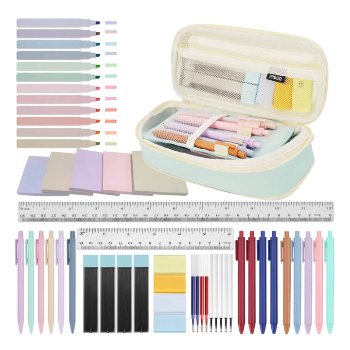 52Ästhetischer Schulbedarf mit süsser Federmappe Schreibwaren für Mädchen Blau school supplies, Blau