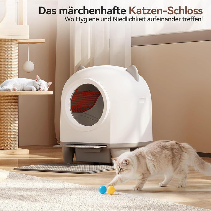 Devoko Katzenklo Selbstreinigend,Niedliche Katzenohren,Automatische Katzentoilette XXL,Fernsteuerung