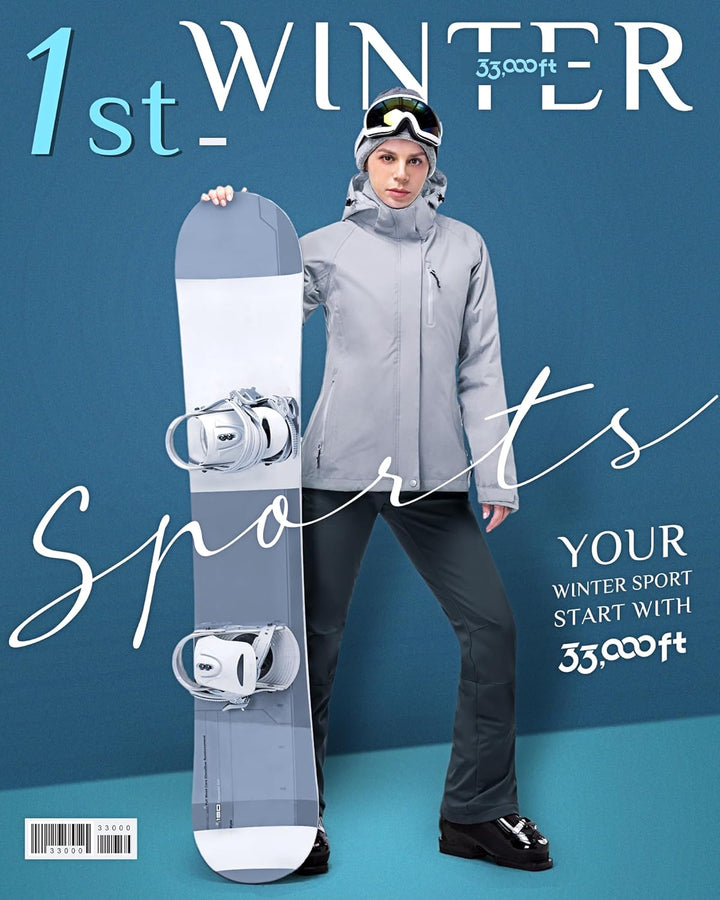 33,000ft Damen Skihose Hosenträgerhose Outdoorhose Wasserdicht Winddichte Softshellhose Warme Gefütt