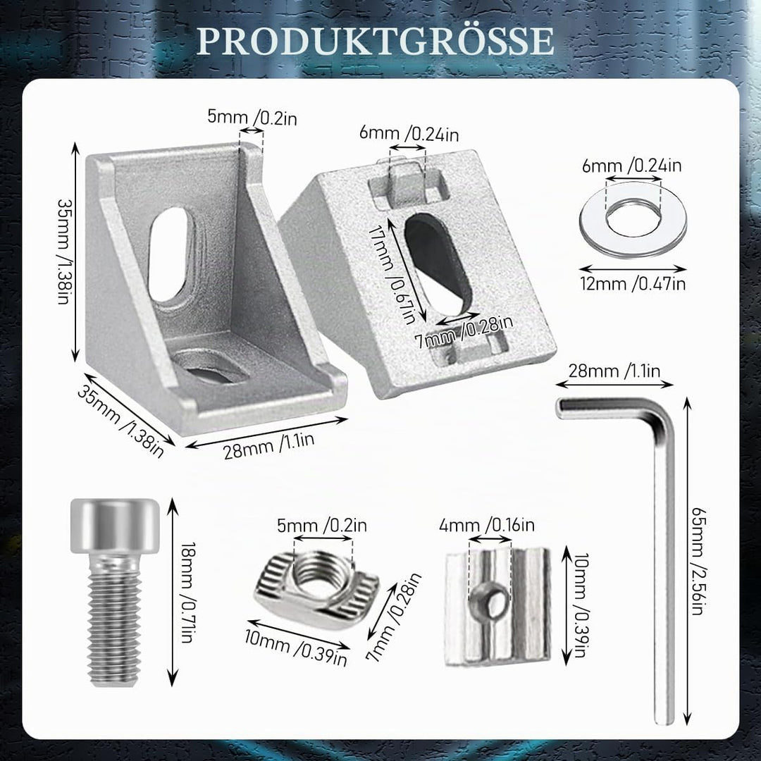 20 Stück Aluprofil 30x30,Winkelverbinder,Aluprofil,Aluwinkel Befestigungsmaterial für Befestigung vo