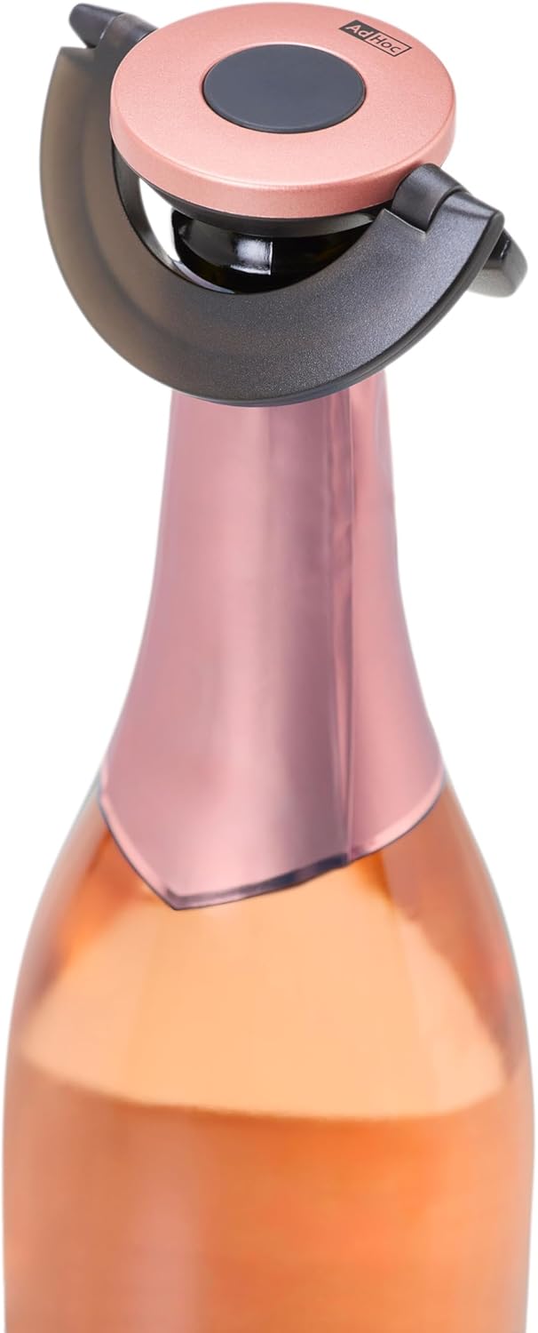 AdHoc FV54 dichter Sekt- und Champagnerverschluss GUSTO, Kunststoff/Silikon, black & rosé, Black & R