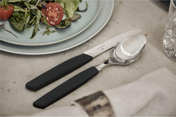 VICTORINOX Swiss Modern Besteck-Set für 6 Personen, 12-teilig, inkl. scharfe Messer mit Wellenschlif