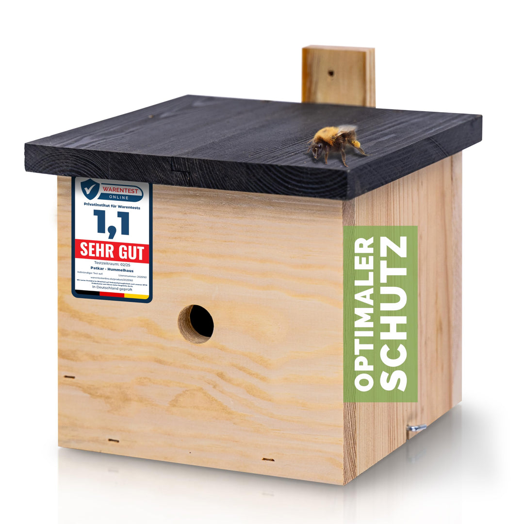 PATKAR® Hummelhaus Hummelkasten [EXTRA STABIL] - Insektenhotel Bienenhotel wetterfest & windfestes K
