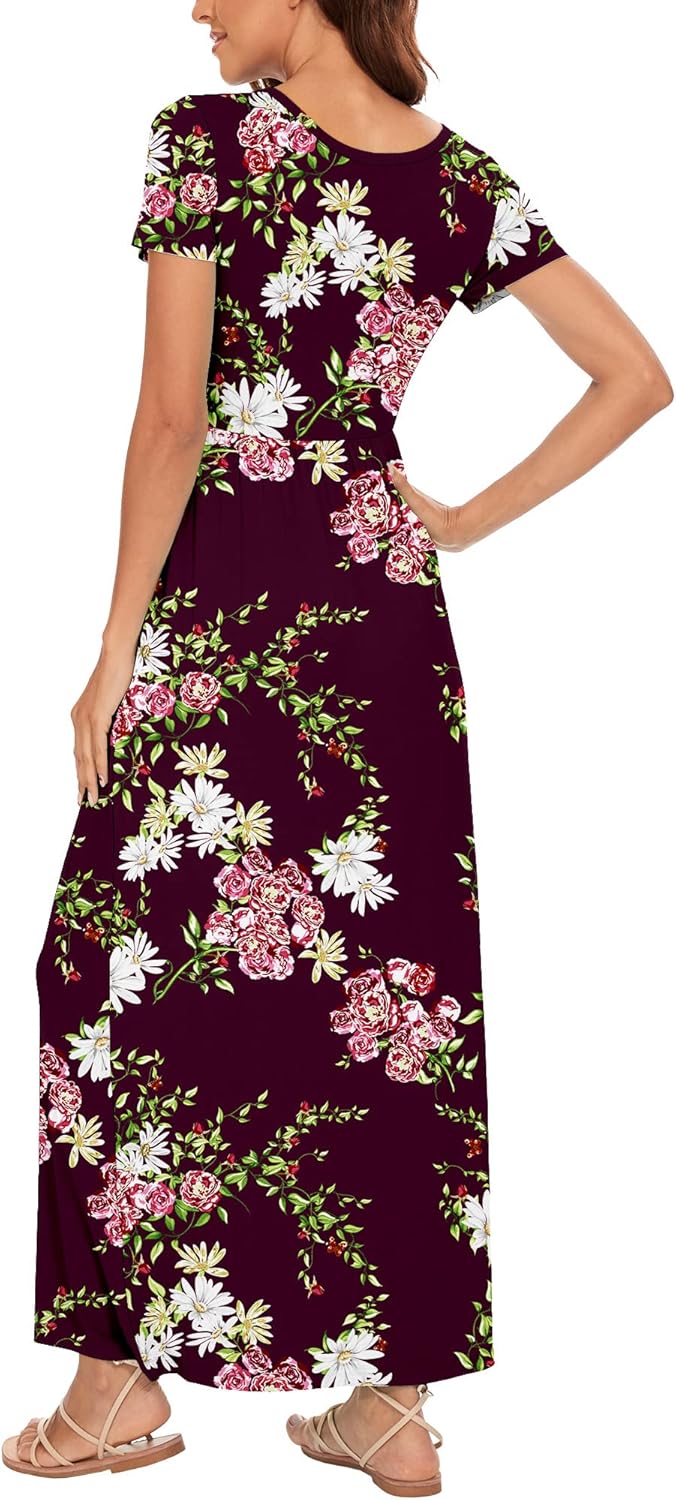 DEARCASE Damen Maxi Kleid Sommer Mutterschaft Casual Langarm/Kurzarm Floral Lose Lange Kleider Plus