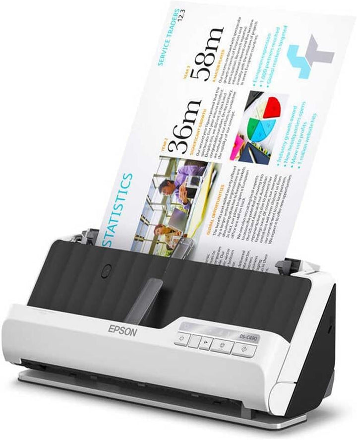 Epson Premium Scanner DS-C490, kompakter A4 Business Scanner mit geringem Stromverbrauch, Duplex-Ein
