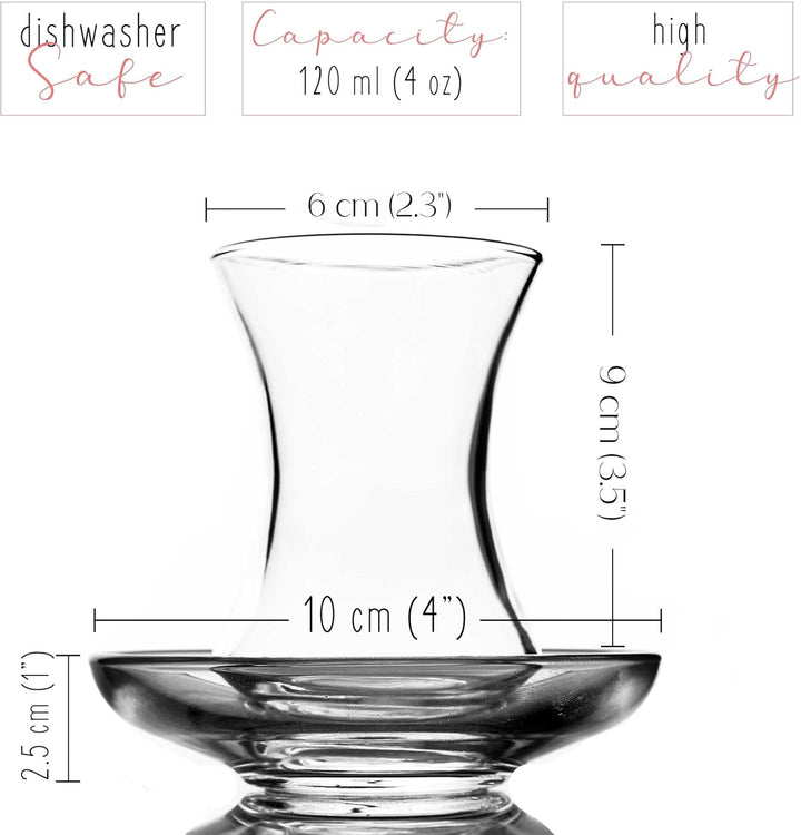 GOSOYO Türkische Teegläser und Untertassen Set (12 Stück), Arabische Persische Teetassen (4oz/120ml)