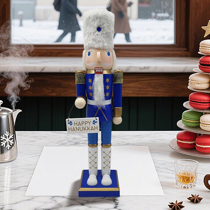 Weihnachts Nussknacker - Holz Nussknacker Für Jüdisches Fest | Weiss Und Blaue Tischdekoration Samml