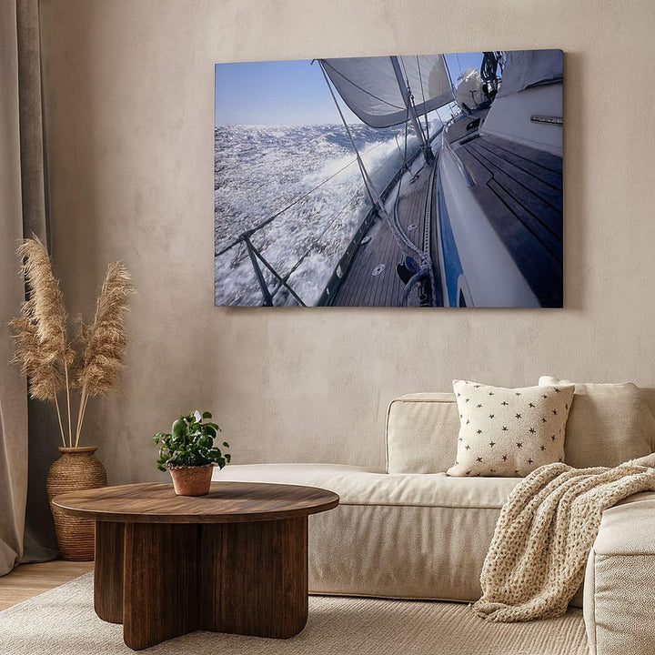 ARTTOR Bilder auf Leinwand 100x70cm Leinwandbild Boot Ozean Reise Yacht Gross Wanddeko Bild Schlafzi