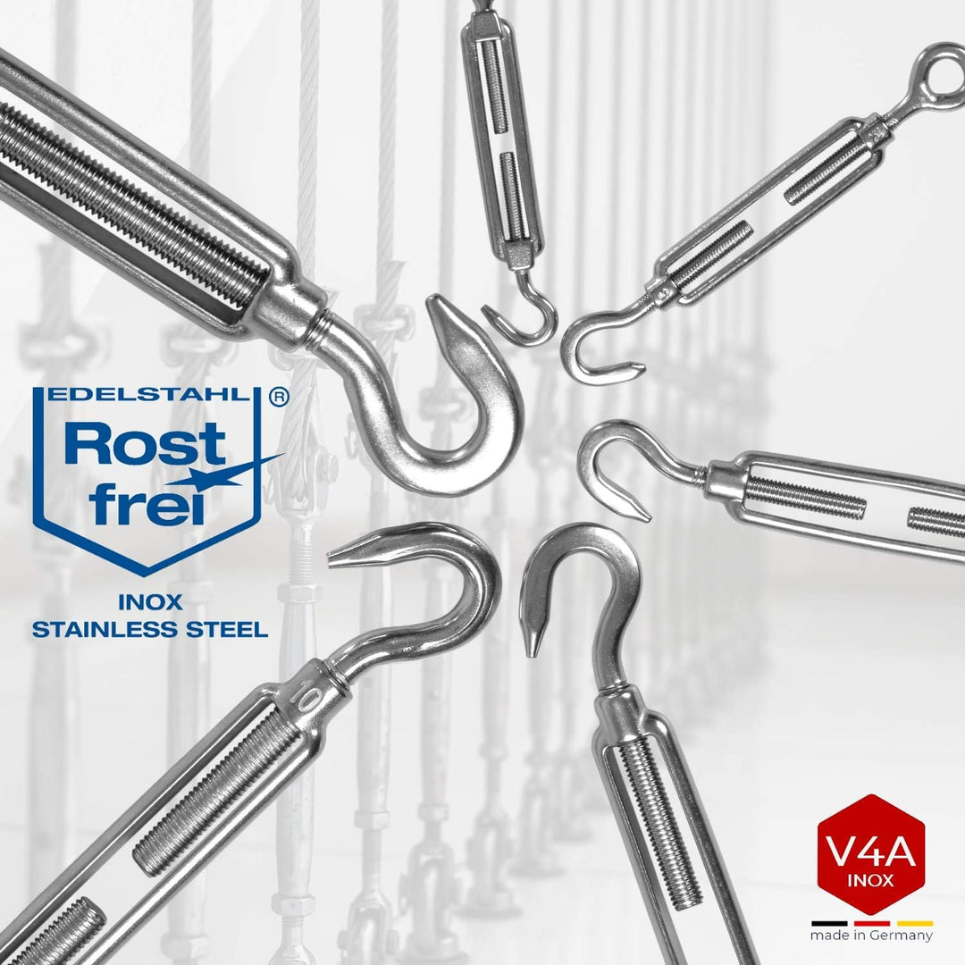 25 Stück Edelstahl Spannschloss mit zwei Ösen rostfrei aus V4A nach DIN 1480 1478 Seil-Spanner Öse-Ö