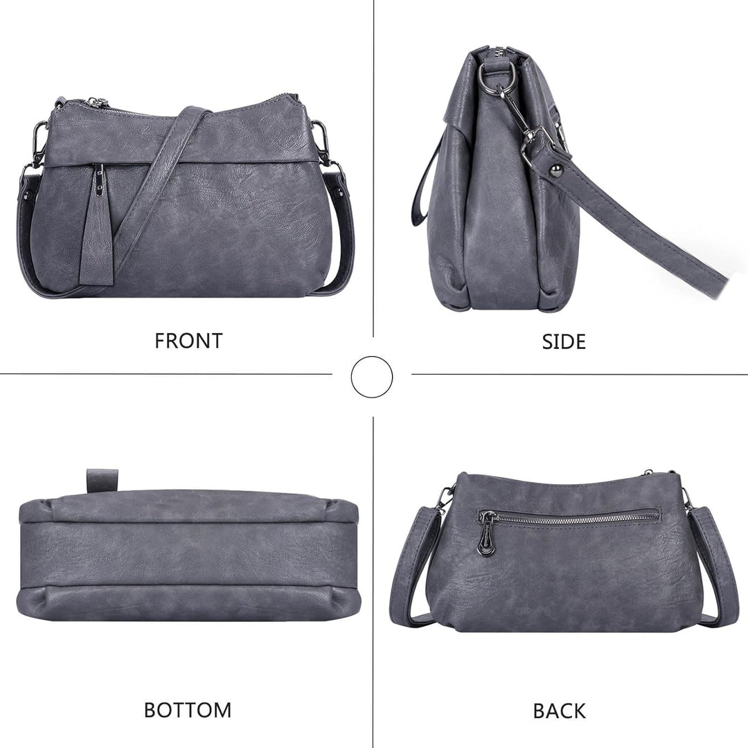 HUA ANGEL Mittelgross Handtasche Damen UmhäNgetasche Echt Leder Mit Mehreren Fächer Für Handy Und Po