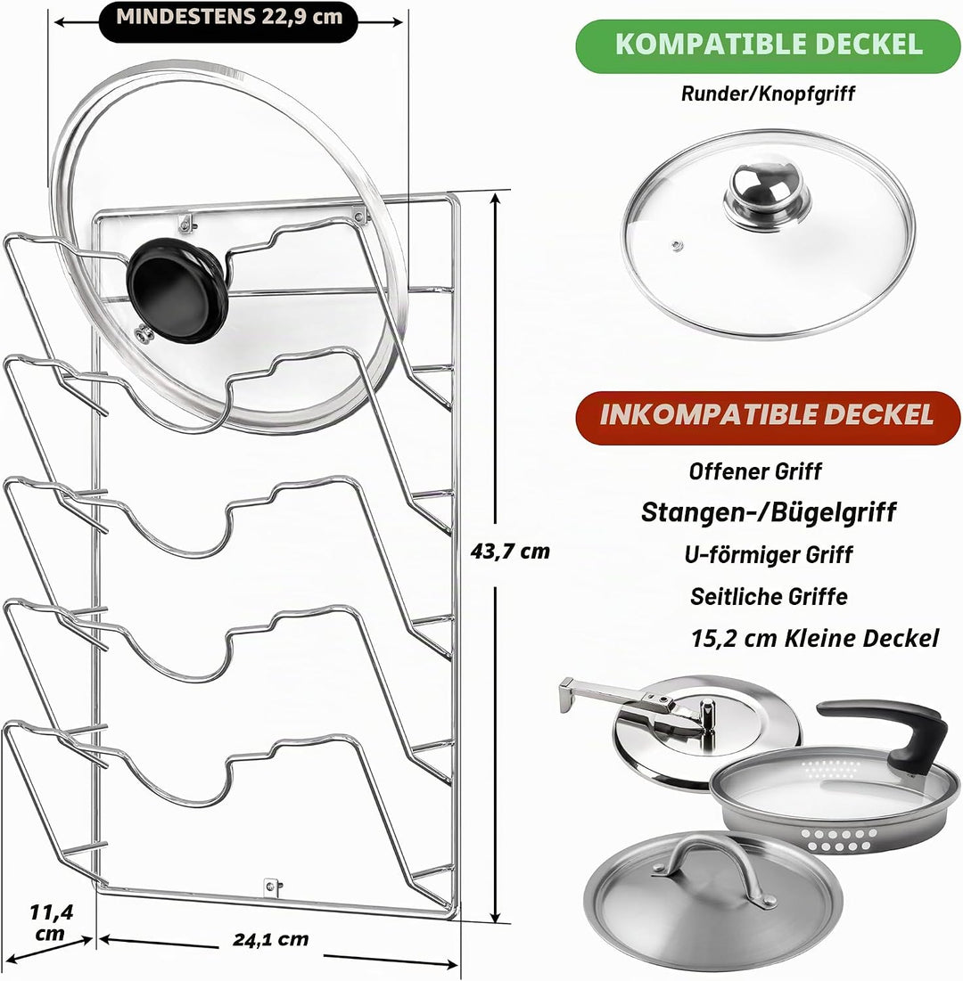 Simple Houseware Topfdeckel Organizer 5 Tier Chrome (Finish), Chrome (Finish)