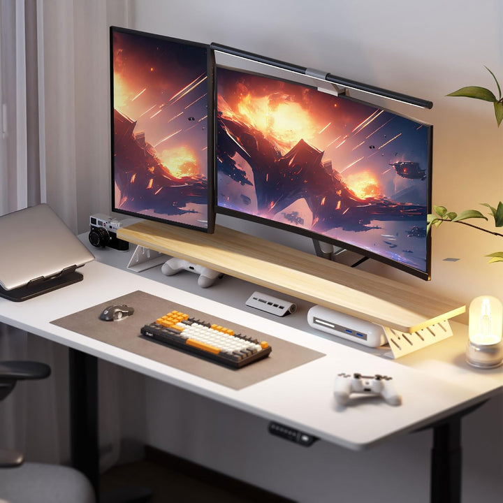 Fenge Dual Monitorständer mit Modernen Metallfüssen Multifunktionaler Bildschirmständer für Computer