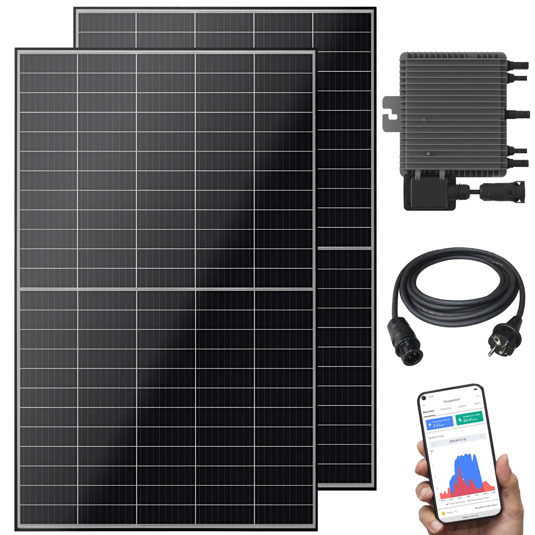 Balkonkraftwerk 830 W / 600 W Solaranlage Steckerfertig Upgradebar auf 800 Watt WiFi Smarte Mini-PV