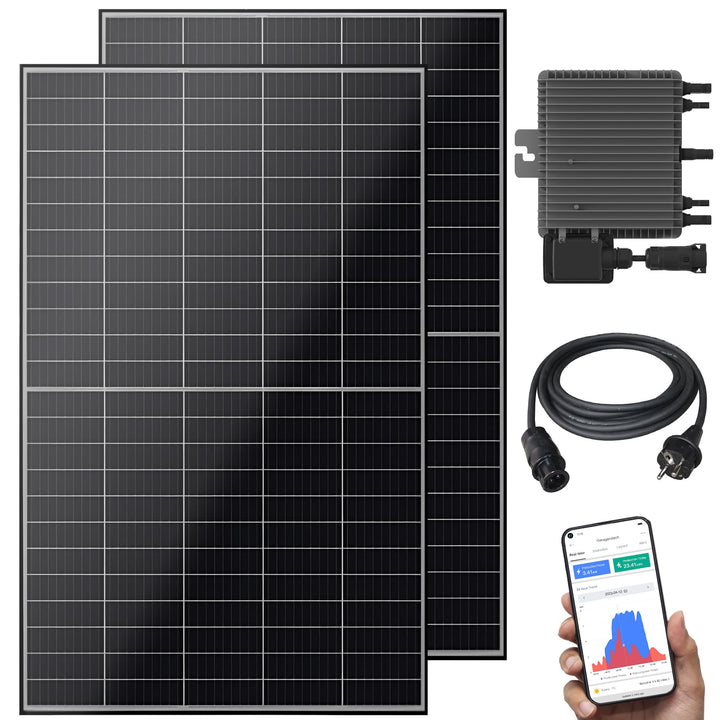 Balkonkraftwerk 830 W / 600 W Solaranlage Steckerfertig Upgradebar auf 800 Watt WiFi Smarte Mini-PV