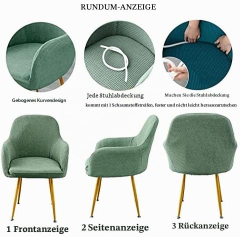 klkjk Stretch Stuhlhussen-Bezüge Stuhlbezug Mit Armlehne 2/4/6er Set Esszimmerstuhlbezug Hochlehner