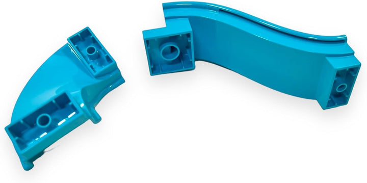 LEGO Duplo Rutsche 2 teilig, mit 90grad Teilstück Hellblau, so können Figuren rutschen