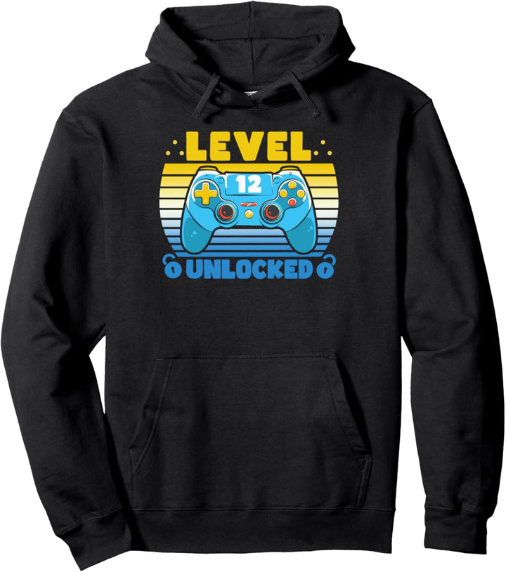 Level 12 Unlocked 12 Geburtstag Junge 12 Jahre Gamer Zocker Pullover Hoodie