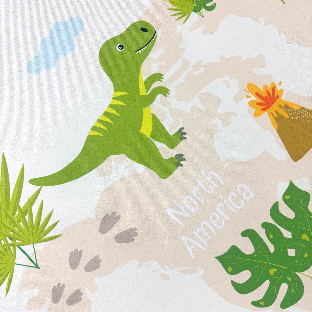 Teppich-Traum Teppich Rund Kinderzimmer Dino-Landschaft mit Pflanzen und Kontinenten rutschfest flac