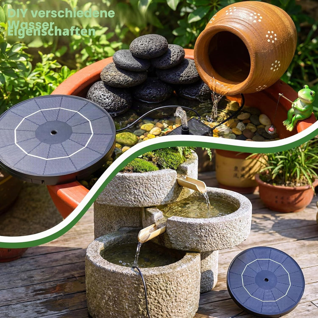 AISITIN Solar-Springbrunnenpumpe für Vogelbad, 3,5 W DIY Solar-Wasserpumpen-Set mit 3 m langem Kabel