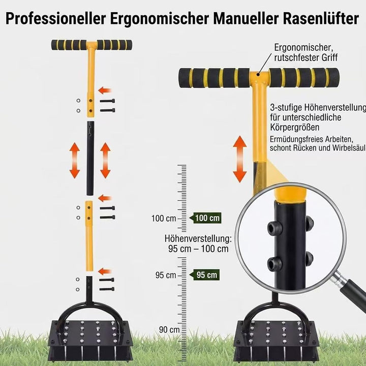 Aerifizierer für Rasen Manuell - Rasenbelüfter &amp; Aerifiziergabel | Aerifiziergabel mit Hohlsporn für