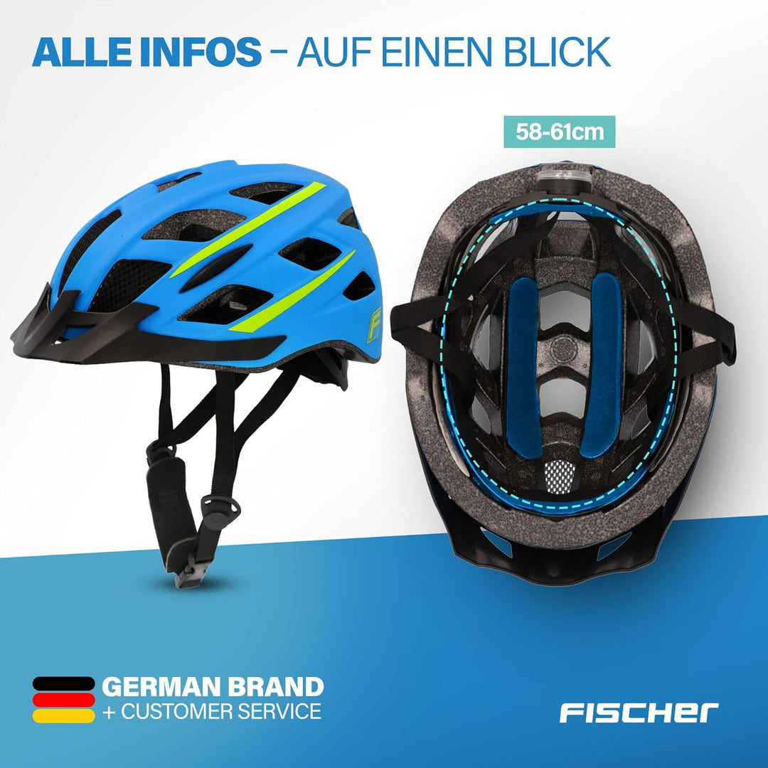 FISCHER Unisex – Erwachsene Urban Lano Fahrradhelm L/XL, 58-61 cm Blau-Gelb, L/XL, 58-61 cm Blau-Gel