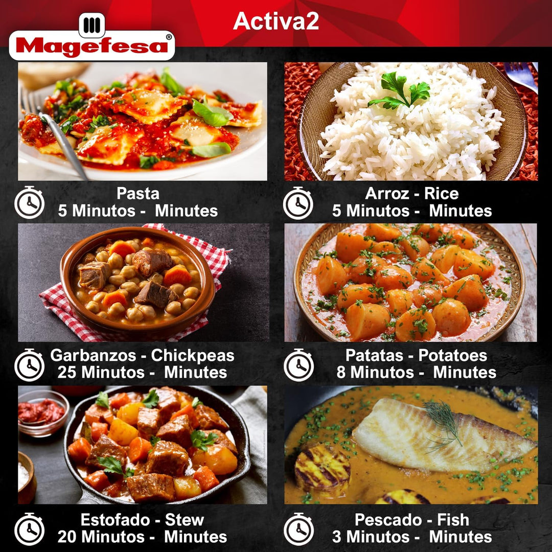 Magefesa Activa2 Schnellkochtopf-Set, 3 + 6 l, Edelstahl 18/10, 2 Kochprogramme, geeignet für alle H