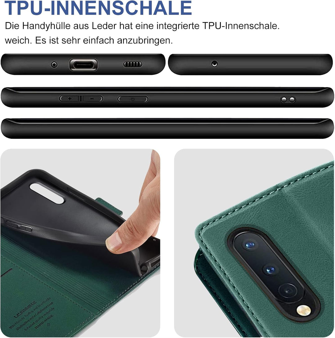 Handyhülle für Samsung Galaxy Z Fold 4 Hülle mit Schutzfolie, Standfunktion Kartenfach Wallet Premiu