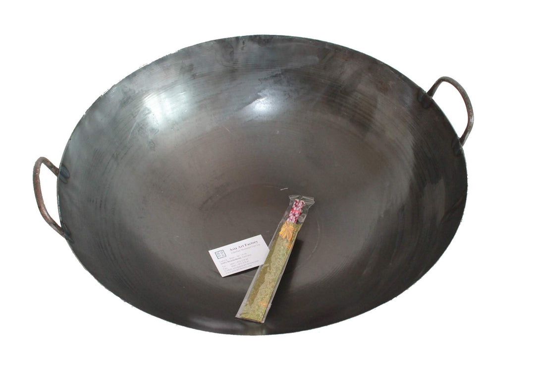 AAF Nommel ® Wok Ölwanne ca. 55 54 cm Durchmesser mit 2 Griffen/Henkeln mit rundem Boden für Gas, Ga