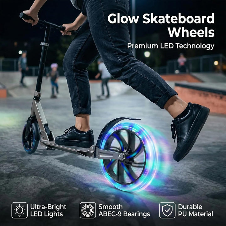 2 Stück 200mm Scooter Rollen, 200x40mm Leuchtende Stunt Scooter Rollen mit ABEC-9 Kugellager, Cityro