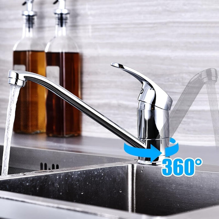 Wasserhahn Küche 360 ° Drehbar Küchenarmatur mit Einhebelmischer Keramikkartusche Edelstahl Mischbat