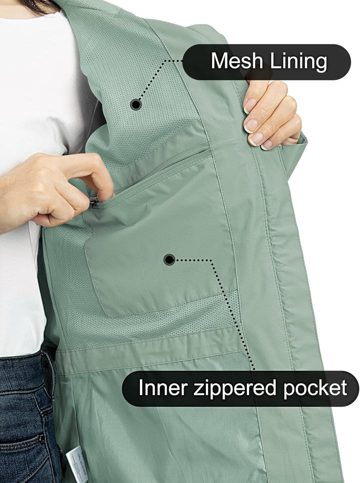 Outdoor Ventures Damen Regenjacke 10000MM Wasserdicht Leichte Gefüttert Packbar Sportjacke Funktions