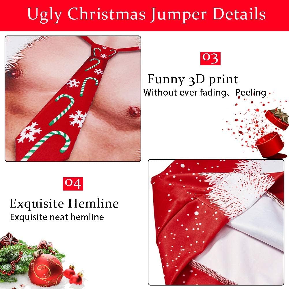 ALISISTER Hässliche Weihnachtpullover 3D Gedruckt Weihnachten Jumper Sweatshirt Langarm Ugly Christm