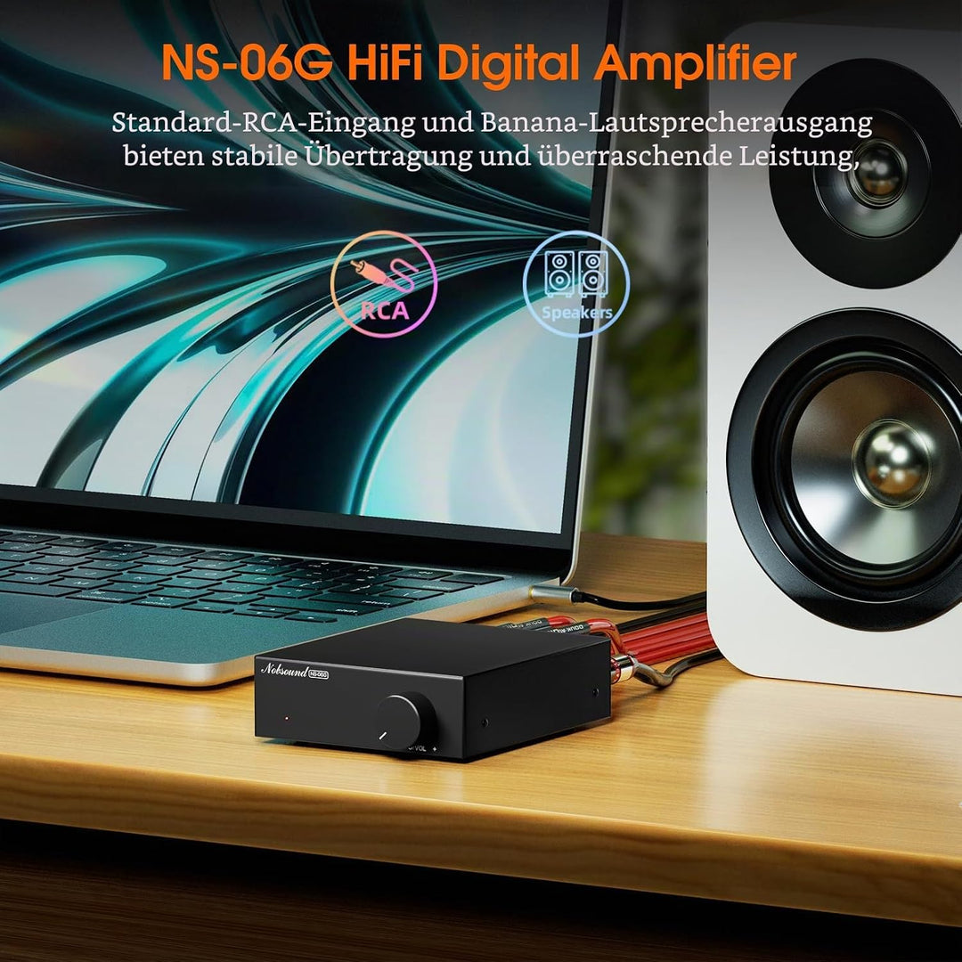 Nobsound 2-Kanal Mini Stereo Verstärker: 60Wx2 HiFi Klasse D Amplifier mit TPA3116 und 19V Netzteil