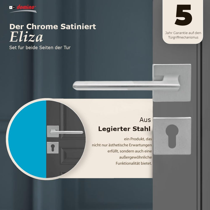 domino Türgriff Drückergarnitur PZ - Profilzylinder Set | quadratische Rosette| Türklinke für Zimmer