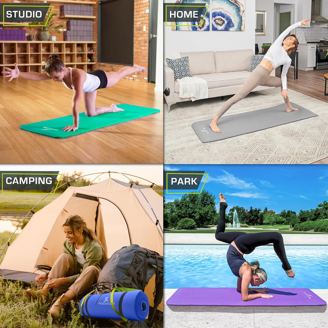 ProsourceFit Extra Thick Yoga and Pilates Mat 1/2" Grey, 1/2" Grey