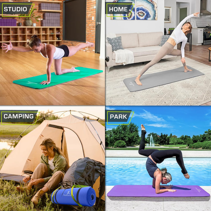 ProsourceFit Extra Thick Yoga and Pilates Mat 1/2" Grey, 1/2" Grey