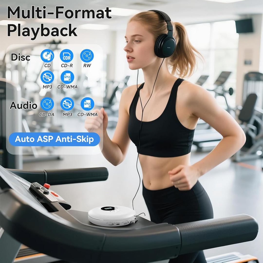 Gueray CD Spieler Tragbarer CD-Player Persönliche CD Players mit Kopfhörer LCD Display Anti-Skip Sch