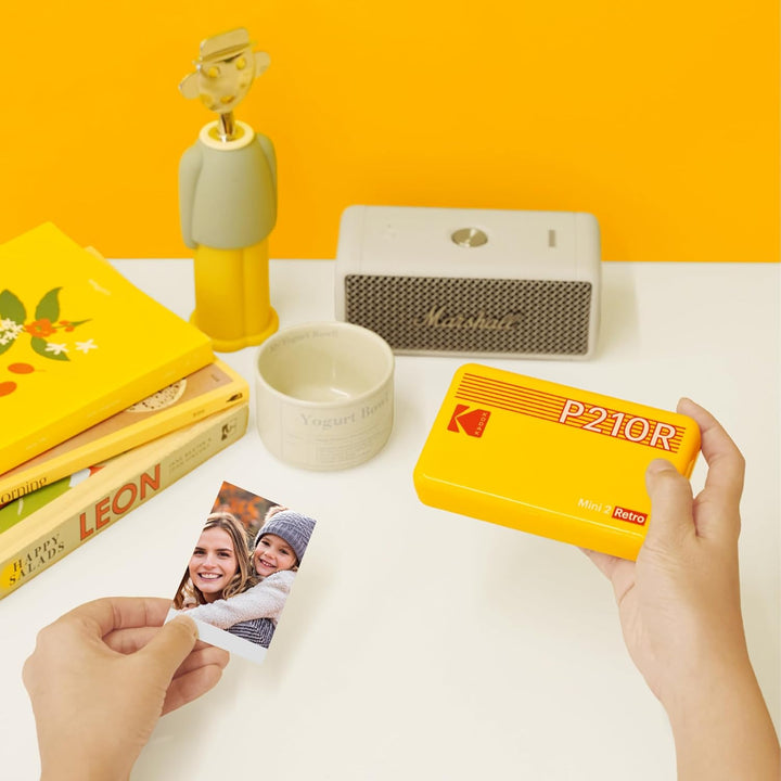 KODAK Mini 2 Retro 4PASS Mobiler Fotodrucker (5,3x8,6cm)- Paket met 68 Blatts, Weiss Drucker + 68 Bl