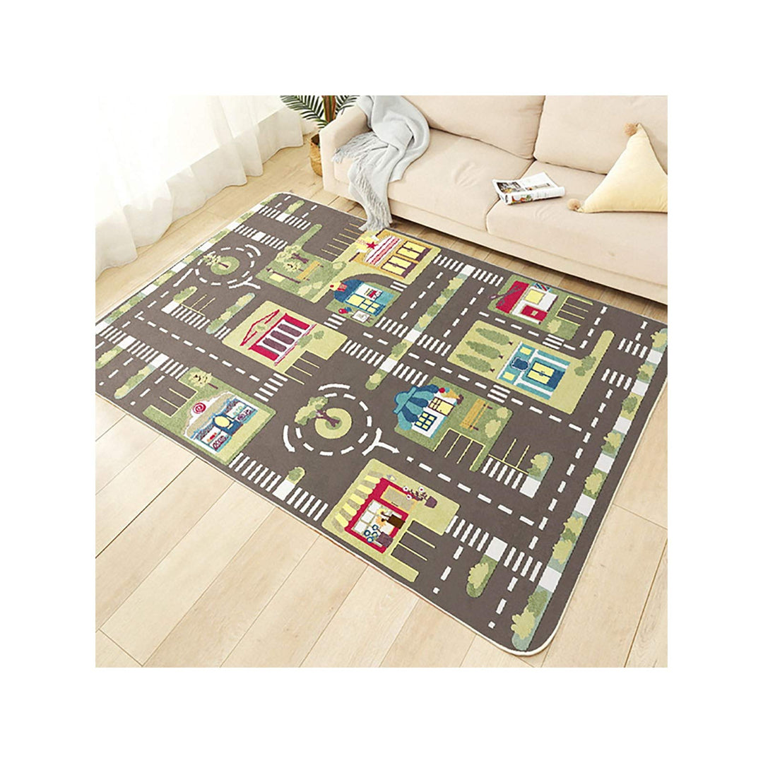Kinderteppich Spielen Teppich Strasse Auto Tier Universum Blau Grün Grau(100×160cm,39×63inch) 100 *