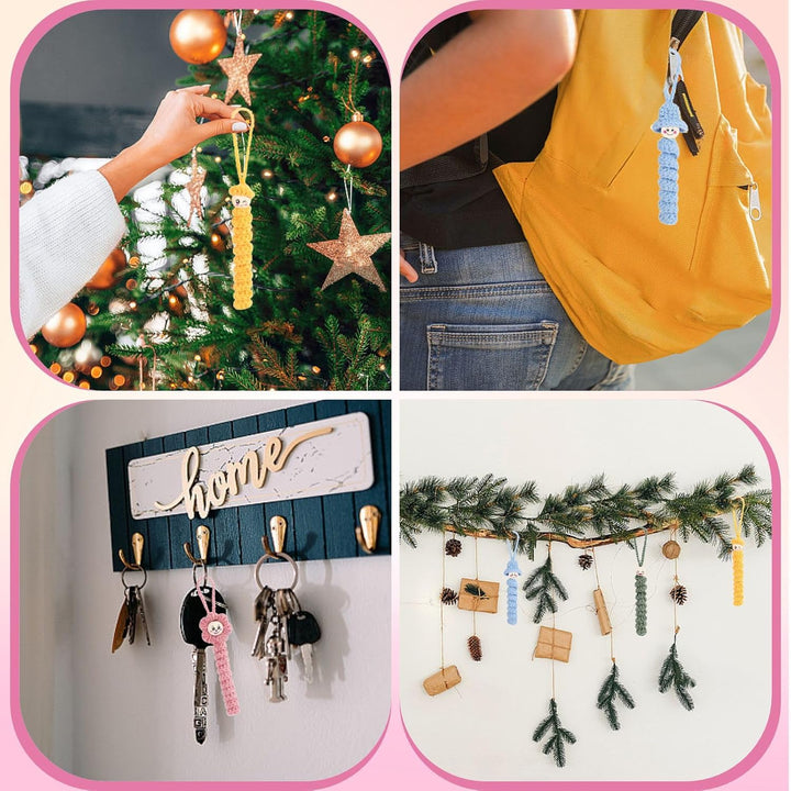 mellystore Sorgenwürmchen Häkelset,Glückswürmchen Häkel Set mit 6x25g Häkelgarn und Häkelnadel,Sorge