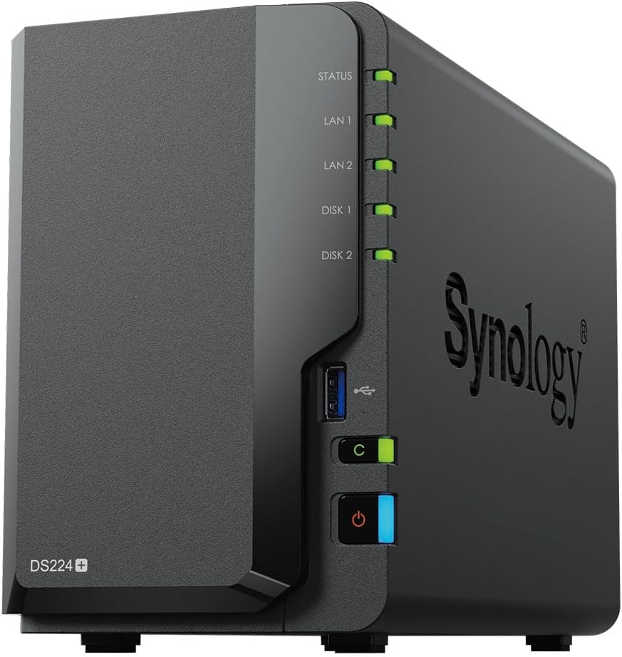 Synology DS224+ 2-Bay Diskstation NAS (Intel Celeron J4125 4-Core 2.0 GHz 2GB DDR4 RAM 2xRJ-45 1GbE