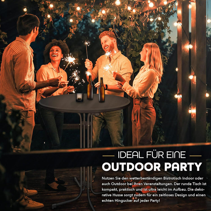 tillvex® Gastro Stehtisch klappbar Ø60cm mit Husse | Bistrotisch FERTIG MONTIERT | Klapptisch rund -