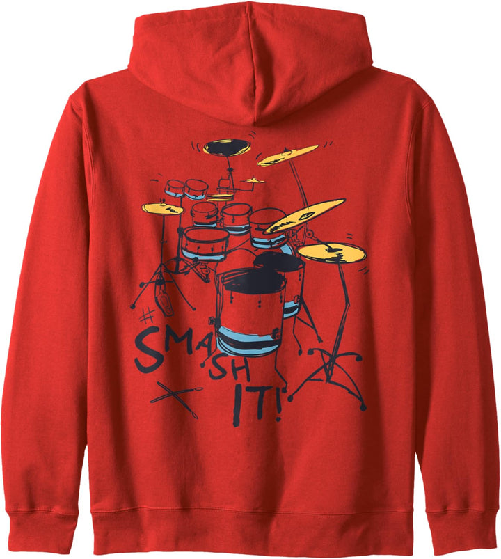 Schlagzeuger Smash It Rock Star Musik Geburtstag Geschenk Männer Jungen Mädchen Kapuzenjacke