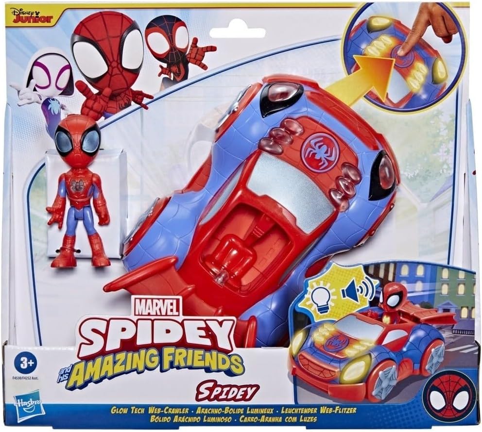 Marvel Spidey and His Amazing Friends Leuchtender Web-Flitzer, Spielzeug mit Lichtern und Geräuschen